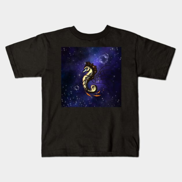 Cute little steampunk seahorse Kids T-Shirt by Nicky2342